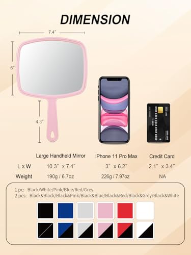 Gladmart 10.3" Hand Mirror with Handle, Pink – Salon & Shaving