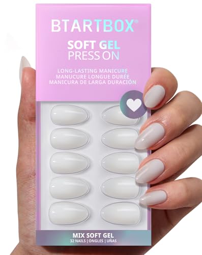 BTArtbox Press On Nails Short Almond 32Ct Kit