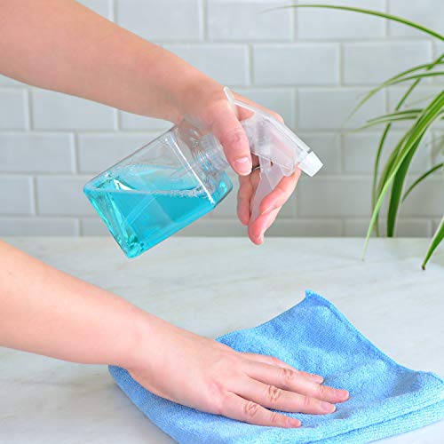 Youngever 5 Pack Empty Plastic Spray Bottles, Clear Square Spray Bottles for Hair and Cleaning Solutions (8 Ounce)