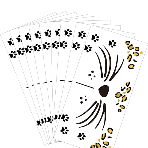 Leopard Face Temporary Tattoos - 9 Sheet Set