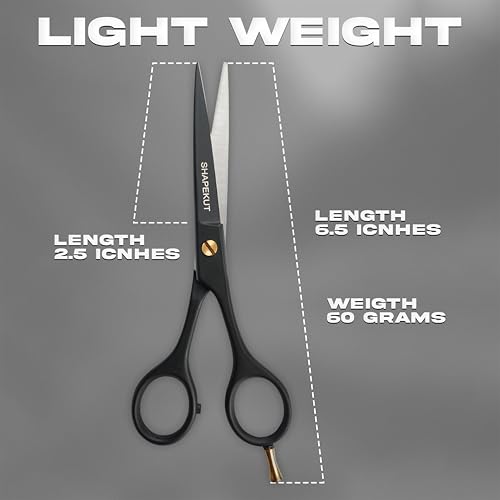 Black 6.5 Inch Professional Hair Cutting Scissors - Ergonomic Salon Shears