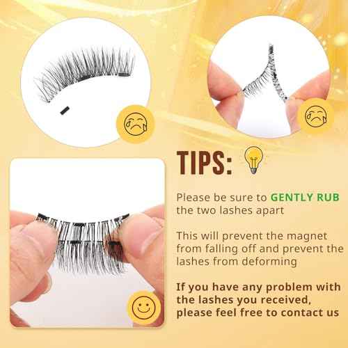 QUEWEL Magnetic Eyelashes 1 Pair Reusable Magnetic Eyelashes with Applicator No Glue Needed Eyelashes Cat Eye Natural Look Lash Clusters Kit Easy to Wear and Remove(B07)