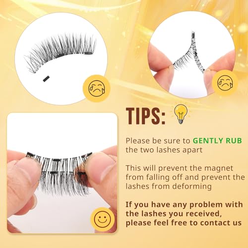 QUEWEL Magnetic Eyelashes 2 Pair Reusable Magnetic Eyelashes with Applicator No Glue Needed Eyelashes Cat Eye Natural Look Lash Clusters Kit Easy to Wear and Remove(A08)