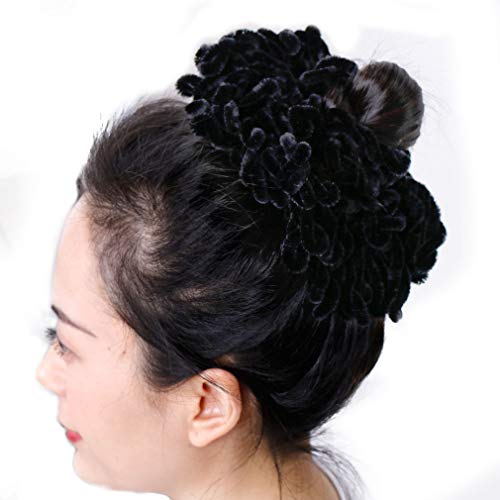 LMVERNA Volumising Hijab Scrunchie Plain Big Hair Ring Tie Bun Clip Hijab Scarf Volumizer Scarf (Black)