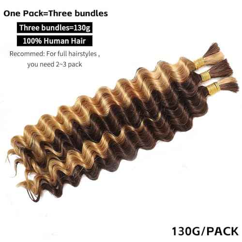 4/27 Boho Human Braiding Hair Curly for Boho Braids Bohemian 100% Human Hair for Braiding Wet and Wave Deep Wave Bulk Human Hair for Boho Knotless Braids No Weft 3 Bundles 20 Inch