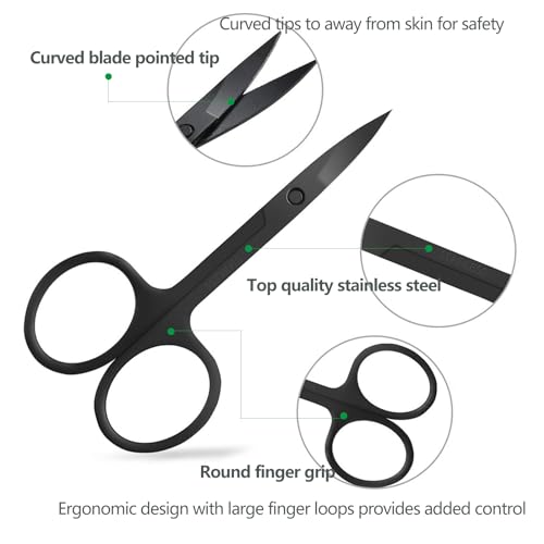 KAJUDA Eyebrow Scissors with Comb - 3PC Stainless Steel Grooming Set