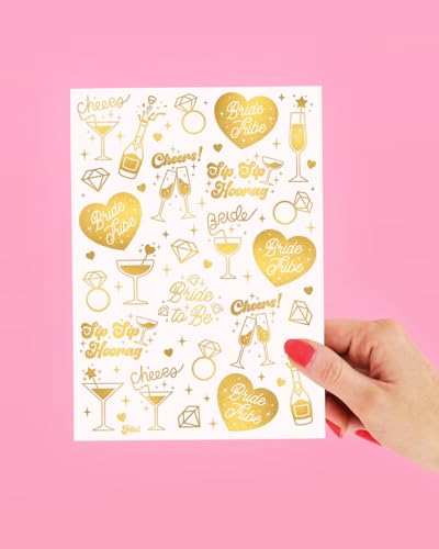 Gold Bachelorette Temporary Tattoos, 54 Metallic Party Favors