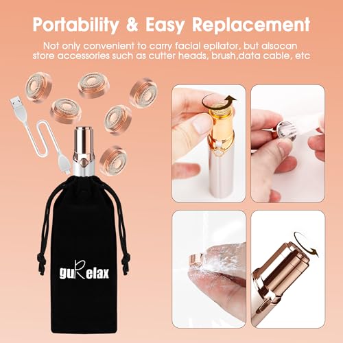 Rose Gold Replacement Heads for Facial Hair Removal Gen 2 - 6 Pack