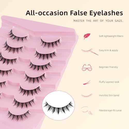 Wispy Flared False Eyelashes - 7 Pairs Vegan Lashes
