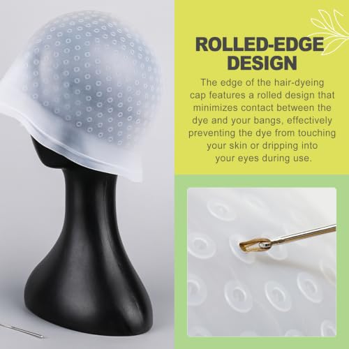 Reusable Silicone Hair Highlighting Cap Set for DIY Hair Coloring & Bleaching