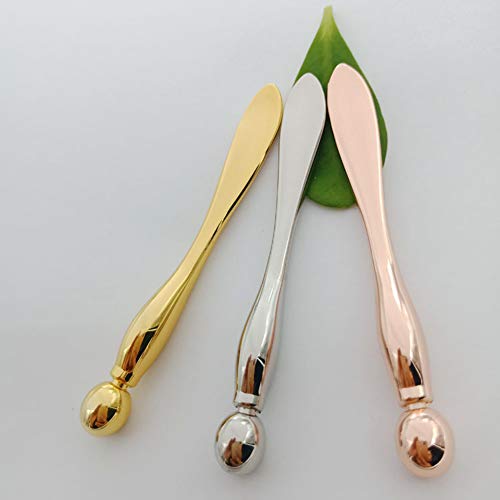 2Pcs Alloy Metal Eye Cream Applicator Wand Stick Mask Spatula Face Mask Eye Cream Massager Tool for Facial Massage, Reduce Puffiness, Cosmetic Beauty Tools (2 Styles), Rose Gold