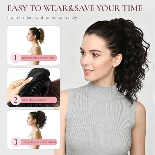 12 Inch Dark Brown Curly Ponytail Extension with Claw Clip