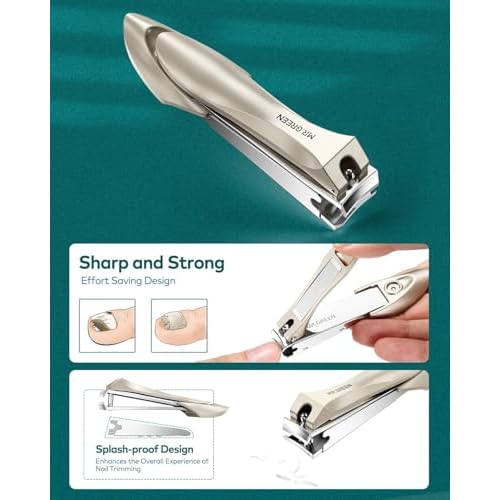 MR.GREEN 8-in-1 Manicure & Pedicure Set ? Professional German Stainless Steel Nail Clippers Grooming Kit with Splash-Proof Nail Clipper & Leather Travel Case (Chestnut Brown)