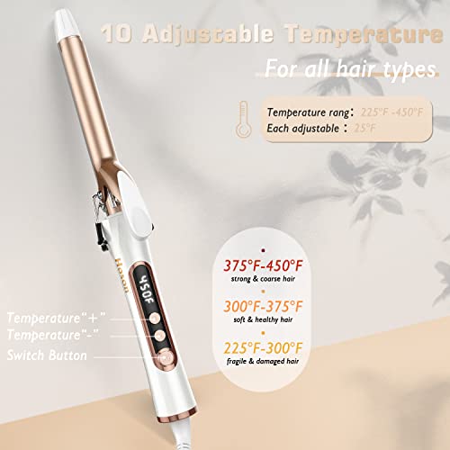 Hoson 3/4 Inch Dual Voltage Curling Iron for Vintage Curls, White
