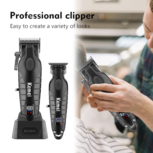 KEMEI Professional Hair Clippers Set for Men,Cordless Rechargeable Hair Clippers Kit, Clippers and Trimmer Set for Hair Cutting, Haircut Clippers,Gifts for Men (PG2290D+2293)