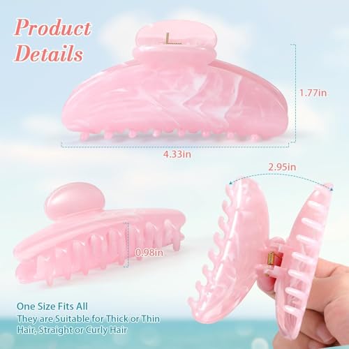 6 Pack Hair Claw Clips for Women - Non-Slip Hold All Hair Types