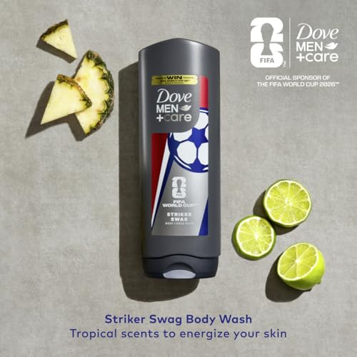 DOVE MEN + CARE Limited Edition FIFA Body Wash & Deodorant Regimen Pack 2 Count Striker Swag for Men for Hydrated Soft Skin & Odor Control