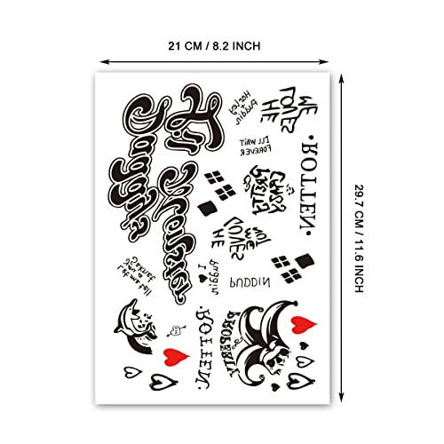 Halloween Temporary Tattoos - 6 Large Sheets, Waterproof Fake Tattoos