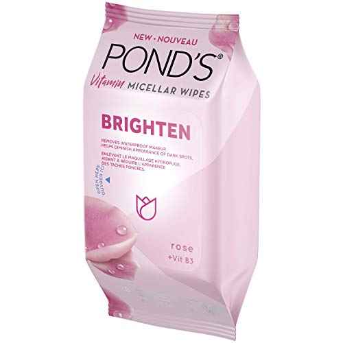 Pond's Vitamin Micellar Wipes For Dark Spots Brighten Rose Removes Waterproof Makeup 25 Wipes
