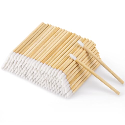 200pcs Bamboo Disposable Lip Brushes - Lipstick Applicator Wands
