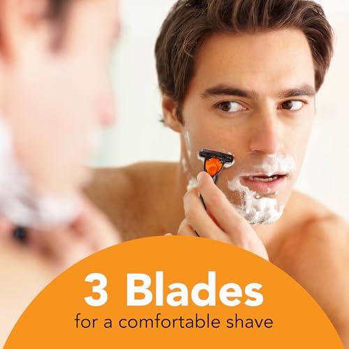 BIC Comfort 3 Refillable Disposable Razors for Men, 1 Handle and 14 Cartridges With 3 Blades, 15 Piece Razor Kit for Men