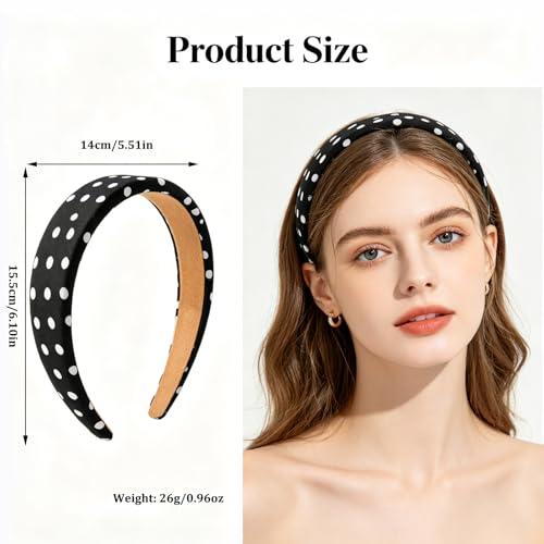 Polka Dot Padded Headband Set for Women - Non-Slip Hair Accessories