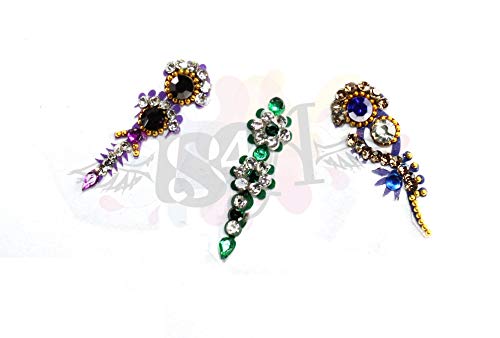 Multicolored Crystal Bindis Tattoo Stickers - Set of 12