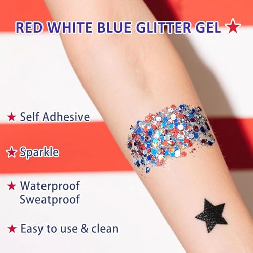 Patriotic Glitter Stick - 4th of July Body & Face Makeup