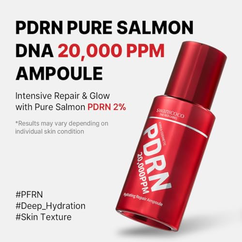 SWANICOCO Premium 20,000ppm PDRN Serum, 99.9% Pure Salmon DNA, 2% Concentration, Anti-Aging, Firming, Plumping, Professional Grade Korean Beauty Ampoule 30ml 1Fl Oz