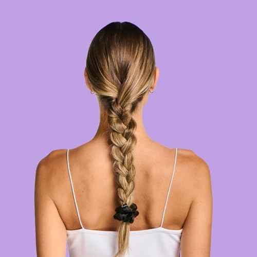 Gimme Beauty Large Satin Hair Scrunchies - Soft, No-Breakage Bands - Perfect for Thick Hair & Bedtime Wear - Firm Hold & Gentle, Crease-Free Accessories for Women - Black, 4 Pack