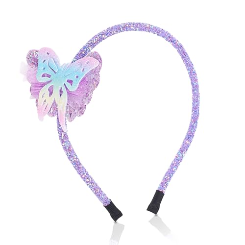 XIELIME Purple Glitter Butterfly Hairband for Girls, Women & Party Favors, 1PCS