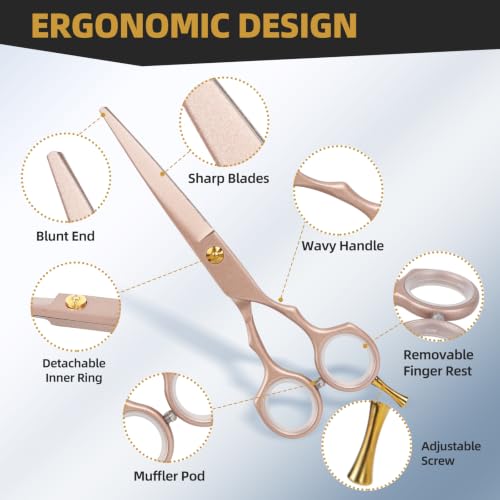 Ethyxe Rose Gold 2-Piece Hair Cutting Scissors Set, Thinning & Straight Shears