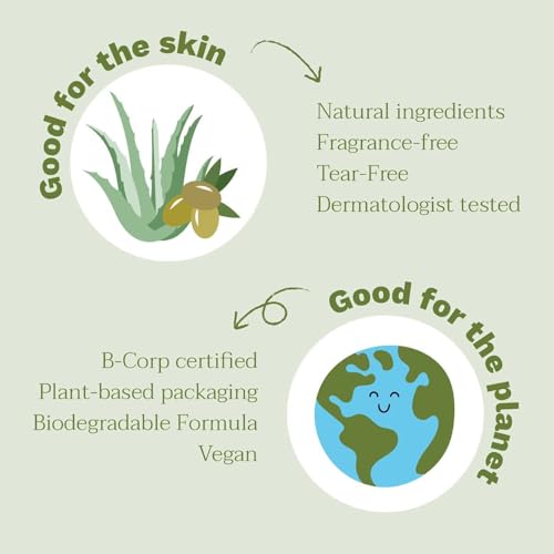 Mustela Certified Organic Cleansing Gel - Natural Hair & Body Wash with Olive Oil & Aloe Vera - For Baby, Kid & Adult - Fragrance Free, Tear Free, Vegan & Biodegradable - 13.52 fl. oz.