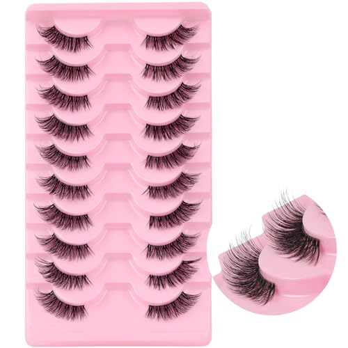 Ahrikiss Half Lashes 10 Pairs 10mm Wispy Cat Eye 3D Fluffy