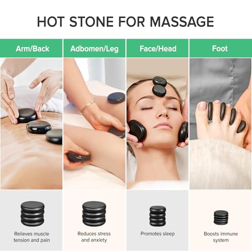 Portable Hot Stone Massage Warmer Set – 16 Basalt Stones, Digital