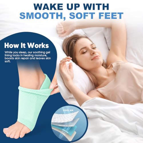 Moisturizing Gel Heel Socks - 2 Pairs for Cracked Feet