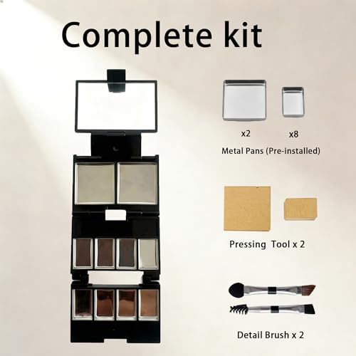 Mini Travel Makeup Palette - 2 Pack Foldable with Mirror & Metal Pans