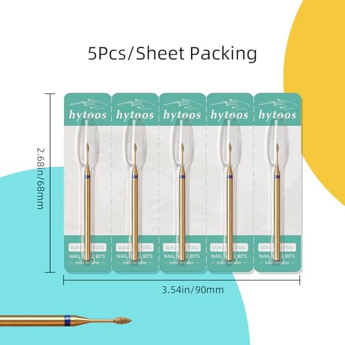 1mm Mini Flame Cuticle Cleaner Nail Drill Bits - 5Pcs Titanium Set