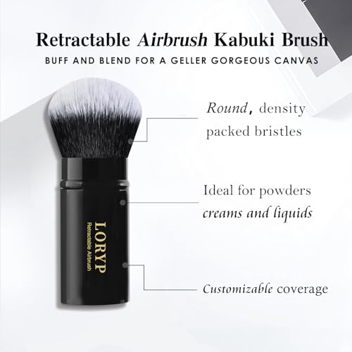 Retractable Kabuki Foundation Brush Set - 2 Pack Travel Makeup Brushes