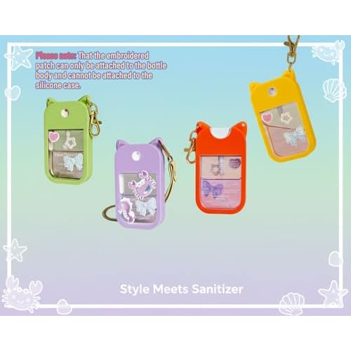 Silicone Case for Touchland Power Mist & Glow Mist 1 fl oz Hand Sanitizer, With two kinds of buckles, Multicolor (purple&red ears)