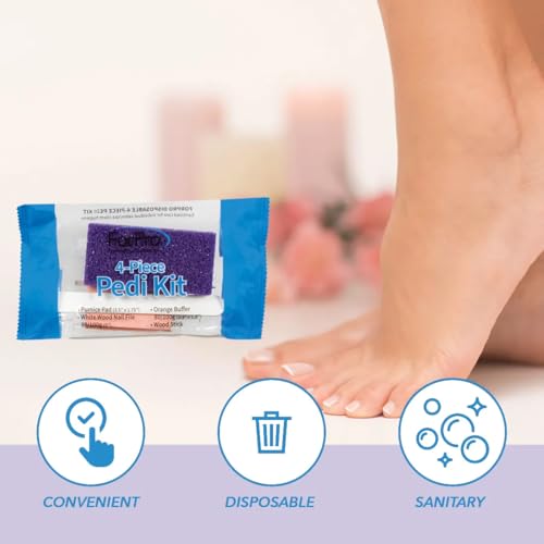Disposable 4-Piece Pedicure Kit - 100 Individually Packed Sets
