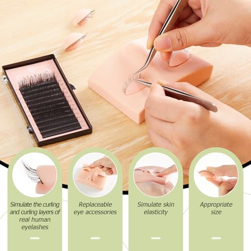 Eyelash Extension Practice Kit with Mannequin Head & 4 Replaceable Eyelids