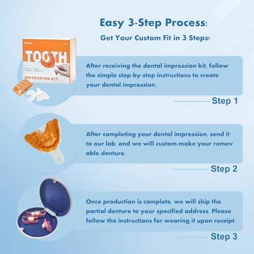 Custom Removable Dentures ? Personalized Partial Denture Set for Tooth Replacement | 1?Multi-Tooth Coverage with Storage Case | Comfortable Wear for teeth (2 Teeth)
