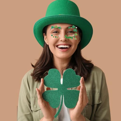 St. Patrick's Day Face Tattoos, 2 Pack Shamrock Glitter Gem Stickers
