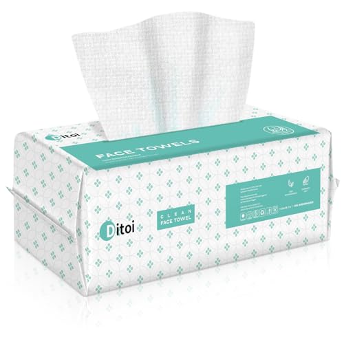 Ditoi Disposable Face Towel, Soft Face Towels, Thicker Facial Tissue for Skin Care, Makeup Remover Dry Wipes, Face Towelettes for Cleansing, 7.8"×8.7" 60 Count