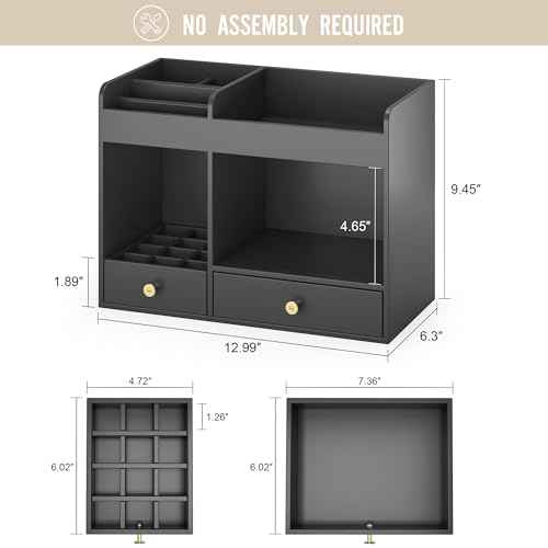 Large Makeup Organizer with Drawers, Bamboo Countertop Cosmetic Storage for Dresser Vanity Organizer Beauty Desk Skincare Holders Container Make Up Organizing for Lipstick