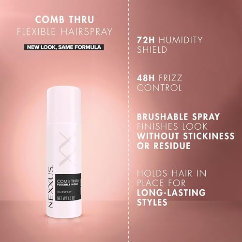 Nexxus Travel Hairspray, Comb Thru Flexible Hold 8-Pack ? 72-Hour Anti-Humidity Shield, 48-Hour Frizz Control, Rose Fragrance, 1.5 Oz Ea
