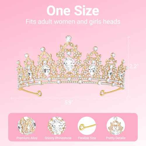Tiara Crown for Women, Headband Hair Accessories for Birthday Wedding Party Costume