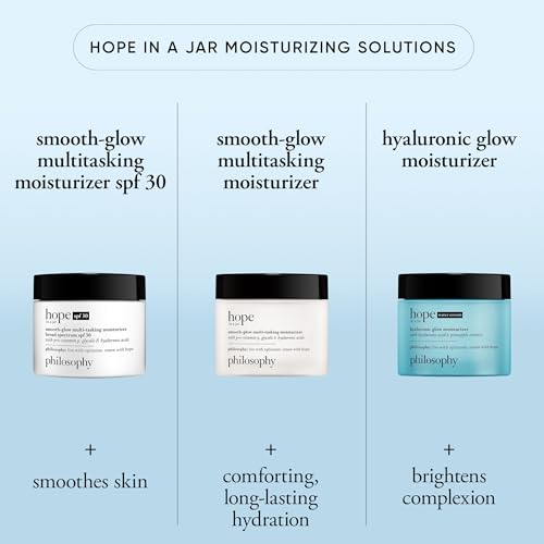 philosophy hope in a jar smooth-glow multi-tasking face moisturizer - with pro-vitamin P, glycolic & hyaluronic acid - provides deep & long-lasting hydration & smoother, radiant skin