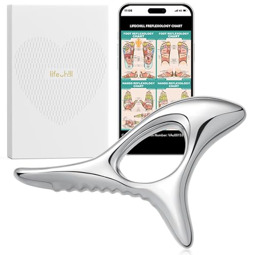 Lifechill Trigger Point Massage Tool – Dual-Tip Gua Sha, Deep Tissue Massage – Silver